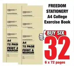 Boxer Superstores FREEDOM STATIONERY A4 College Exercise Book offer