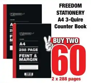 Boxer Superstores FREEDOM STATIONERY A4 3-Quire Counter Book offer