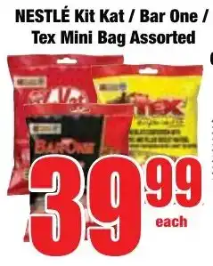 Boxer Superstores NESTLÉ Kit Kat/ Bar One/ Tex Mini Bag Assorted offer