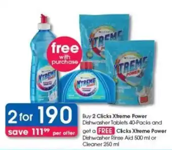 Clicks Clicks Xtreme Power Dishwasher Tablets offer