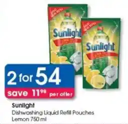 Clicks Sunlight Dishwashing Liquid Refill Pouches Lemon offer