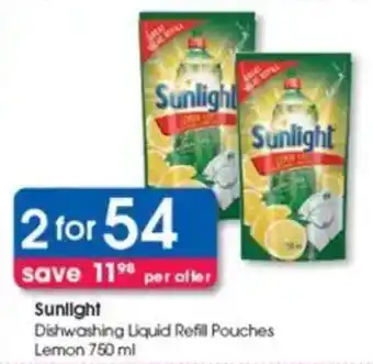 Clicks Sunlight Dishwashing Liquid Refill Pouches Lemon offer