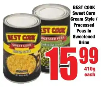 Boxer Superstores BEST COOK Sweet Corn Cream Style/ Processed Peas In Sweetened Brine offer