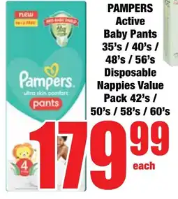 Boxer Superstores Pampers Active Baby Pants/ Disposable Nappies Value Pack offer