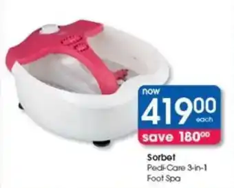 Clicks Sorbet Pedi-Care 3-in-1 Foot Spa offer