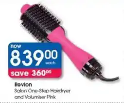 Clicks Revlon Salon One-Step Hairdryer and Volumiser Pink offer