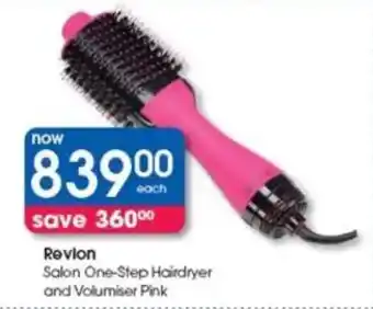 Clicks Revlon Salon One-Step Hairdryer and Volumiser Pink offer