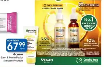 Clicks Garnier Even & Matte Facial Skincare Products offer