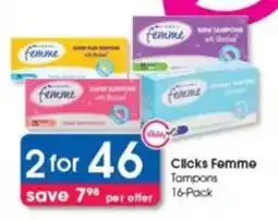 Clicks Clicks Femme Tampons offer