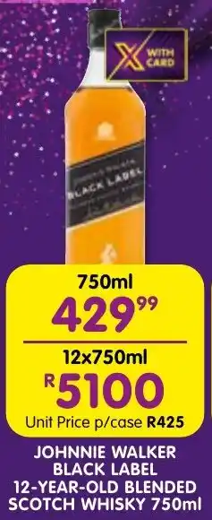 Shoprite Liquor Johnnie walker black label 12-year-old blended scotch whisky offer