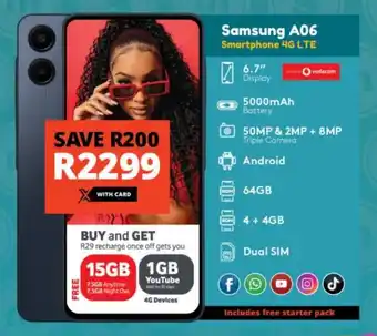 Checkers Samsung A06 Smartphone 4G LTE offer