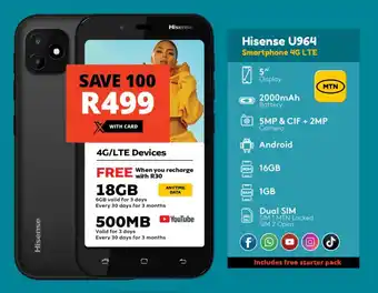 Checkers Hisense U964 Smartphone 4G LTE offer