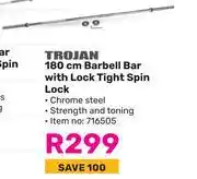 Game Trojan 180cm Barbell Bar With Lock Tight Spin Lock offer