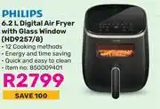 Game Philips 6.2Ltr Digital Air Fryer With Glass Window HD9257/8 offer