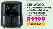 Game Kenwood 7.5Ltr Manual Air Fryer With Glass Window HDG75.000BK offer