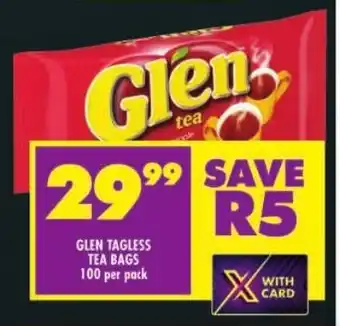 Shoprite Glen tagless tea bags offer