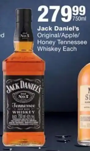 Checkers Liquor Shop Jack Daniel's Original/Apple/ Honey Tennessee Whiskey Each offer