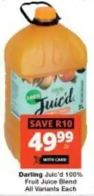 Checkers Darling Juic'd 100% Fruit Juice Blend All Variants offer