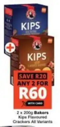 Checkers Bakers Kips Flavoured Crackers All Variants offer