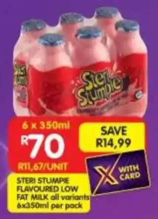 Shoprite Steri stumpie flavoured low fat milk all variants offer