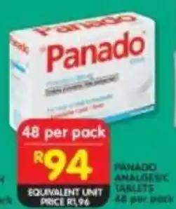 Shoprite Panado analgesic tablets offer