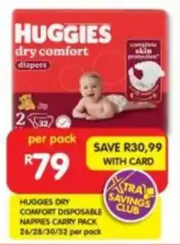 Shoprite Huggies dry comfort disposable nappies carry pack offer