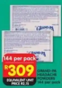 Shoprite Grand-pa headache powders offer