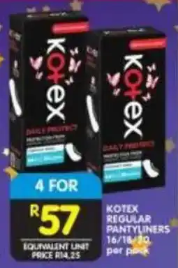 Shoprite Kotex regular pantyliners offer