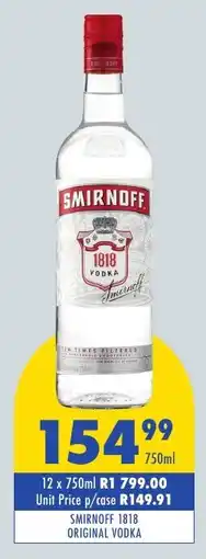 Tabooz Smirnoff 1818 original vodka offer