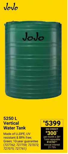 Builders Warehouse JoJo Vertical Water Tank offer