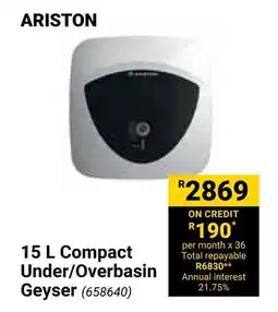 Builders Warehouse ARISTON Compact Under/Overbasin Geyser offer