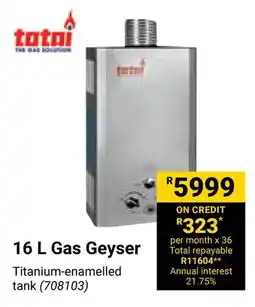 Builders Warehouse Totai Gas Geyser offer