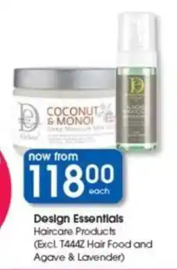 Clicks Design Essentials Haircare Products (Excl. T444Z Hair Food and Agave & Lavender) offer