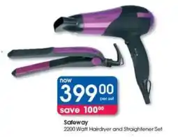 Clicks Safeway 2200 Watt Hairdryer and Straightener Set offer