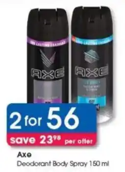 Clicks Axe Deodorant Body Spray offer