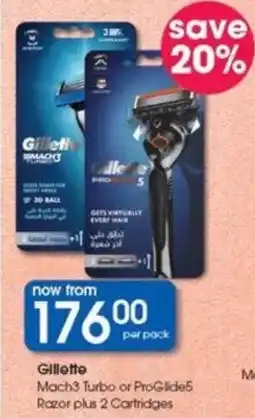 Clicks Gillette Mach3 Turbo or ProGlide5 Razor plus 2 Cartridges offer