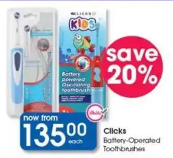 Clicks Clicks Battery-Operated Toothbrushes offer