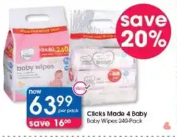 Clicks Clicks Made 4 Baby Baby Wipes offer