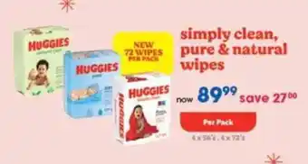 Clicks HUGGIES simply clean, pure & natural wipes offer