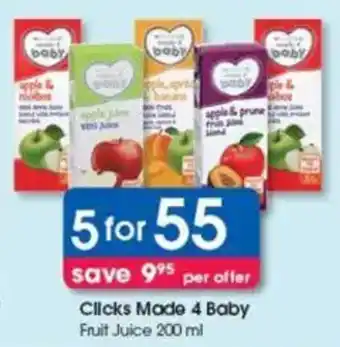 Clicks Clicks Made 4 Baby Fruit Juice offer