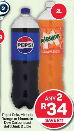 Pick n Pay Hypermarket Pepsi Cola, Mirinda Orange or Mountain Dew Carbonated Soft Drink offer