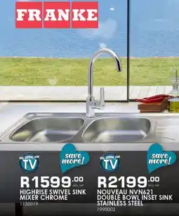 ON TAP Nouveau NVN621 double bowl inset sink stainless steel offer