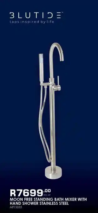 ON TAP Moon free standing bath mixer with hand shower stainless steel offer