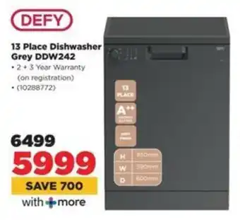 HiFi Corp DEFY 13 Place Dishwasher Grey DDW242 offer