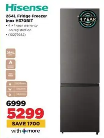 HiFi Corp Hisense Fridge Freezer Inox H370BIT offer