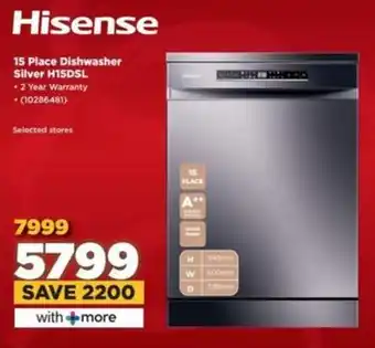 HiFi Corp Hisense 15 Place Dishwasher Silver H15DSL offer