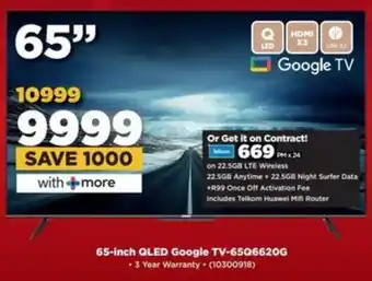 HiFi Corp SKYWORTH 65-inch QLED Google TV-65Q6620G offer