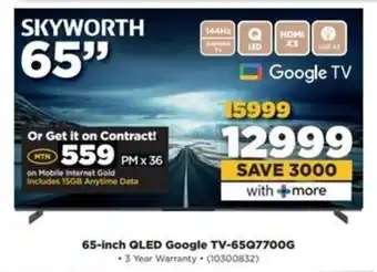 HiFi Corp SKYWORTH 65-inch QLED Google TV-65Q7700G offer