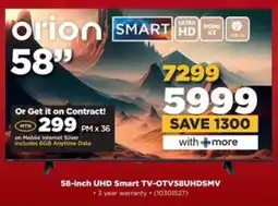 HiFi Corp Orion 58-inch UHD Smart TV-OTV58UHDSMV offer