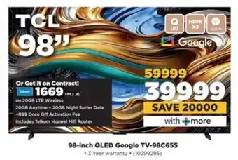 HiFi Corp TCL 98-inch QLED Google TV-98C655 offer